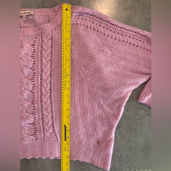Juicy Couture Oversized Dolman 3/4 Sleeve Cable Knit Sweater, Size L - Picture 6 of 10